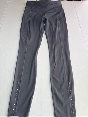 lululemon athletica Charcoal Gray HighWaist Leggings with Reflective Dots Size 4